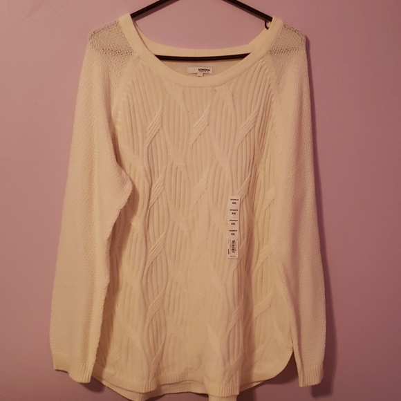 NWT Sonoma Off White Knit Crew Neck Sweater